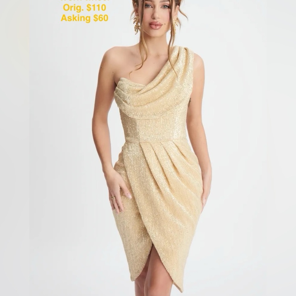 Gold plus-size cocktail dress